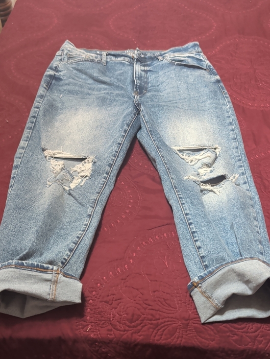 a.n.a Denim - a.n.a Light Blue Boyfriend Ripped Jeans with Rolled Cuffs